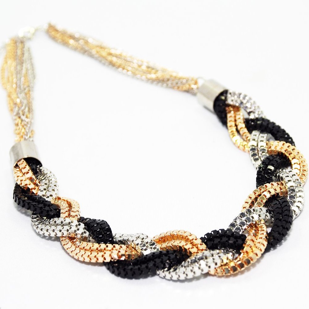 Lanz 3 Color Chain Braided Necklace